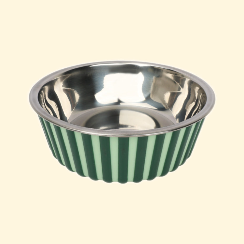 Three-Color Striped Pet Food Bowl — Dual-Purpose with Anti-Slip Base