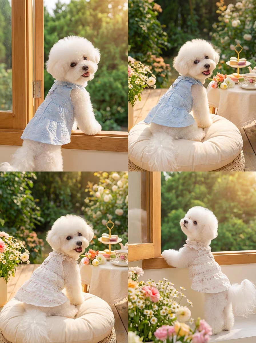 Floral Lace Tiered Dog Harness Dress