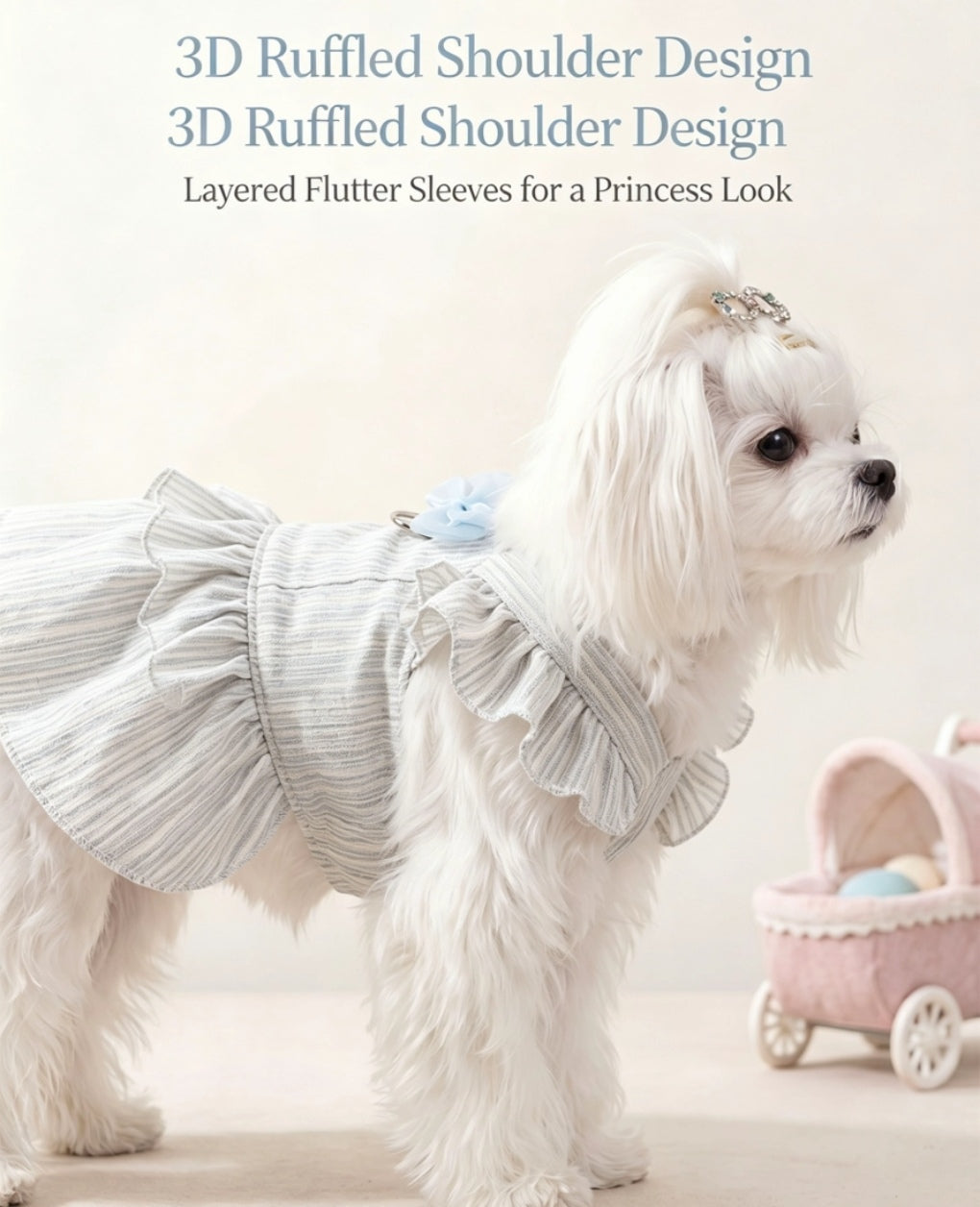 3D Ruffled Shoulder Princess Dog Dress