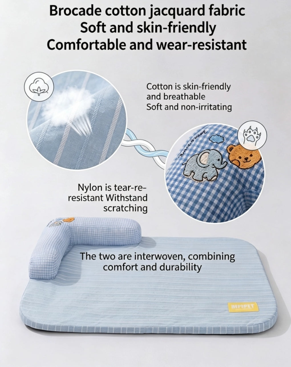 Orthopedic Dog Bed with L-Shaped Neck-Support Pillow