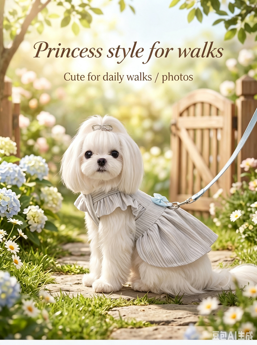 3D Ruffled Shoulder Princess Dog Dress
