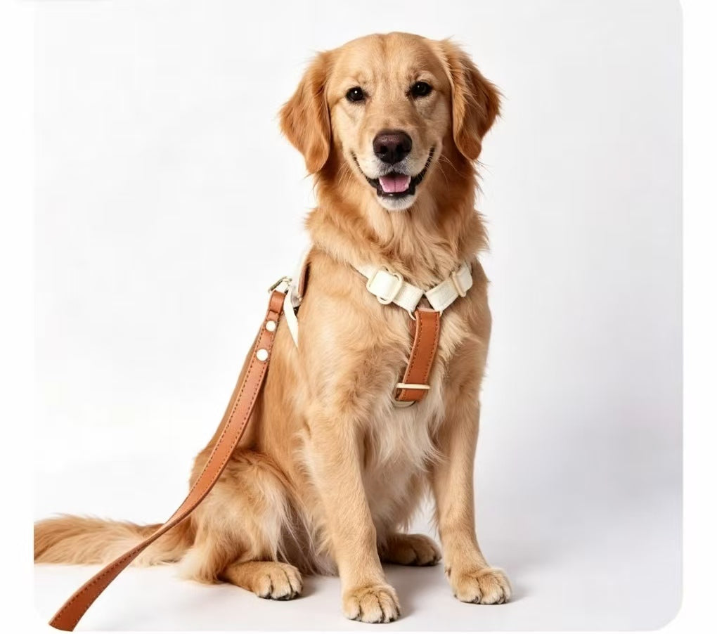 Premium Leather Dog Harness & Leash Set